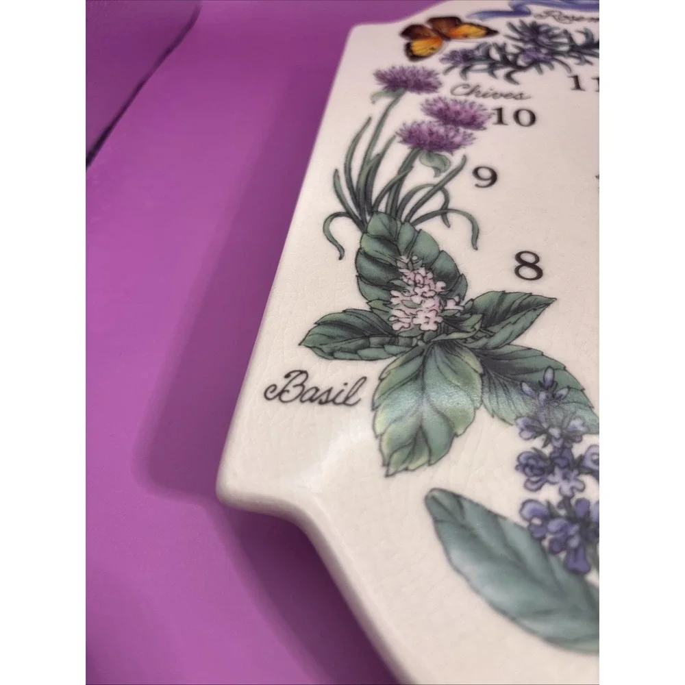 Olive Street Pottery Herb And Butterfly Clock. Works.